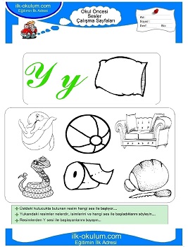 Çocuklar İçin Y Sesi Çalışma Sayfaları 